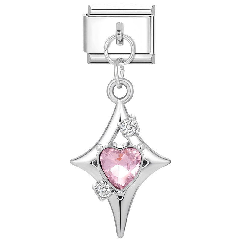 Star pendant with pink heart