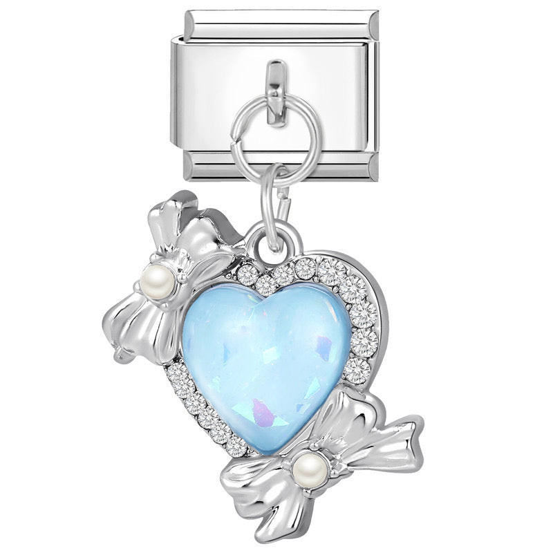 Pendant Blue Heart with Bows