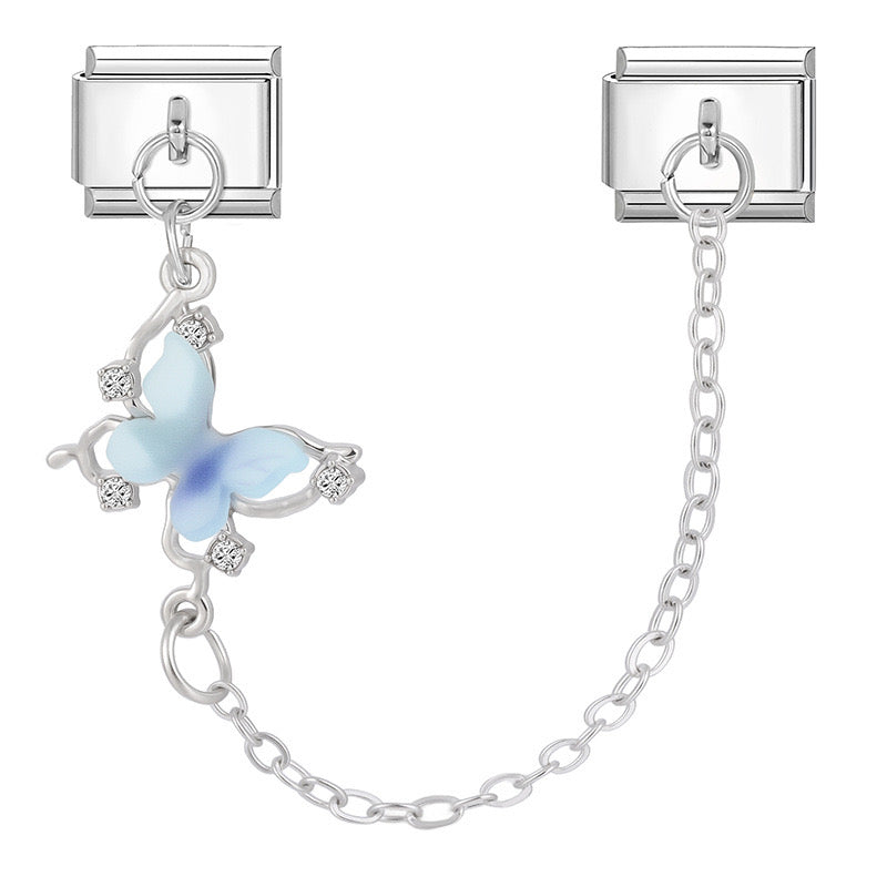 Blue butterfly pendant with chain