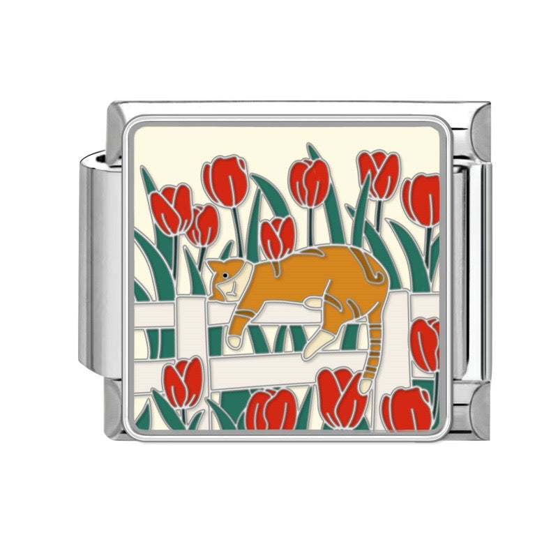 Pendant Cat in Tulips