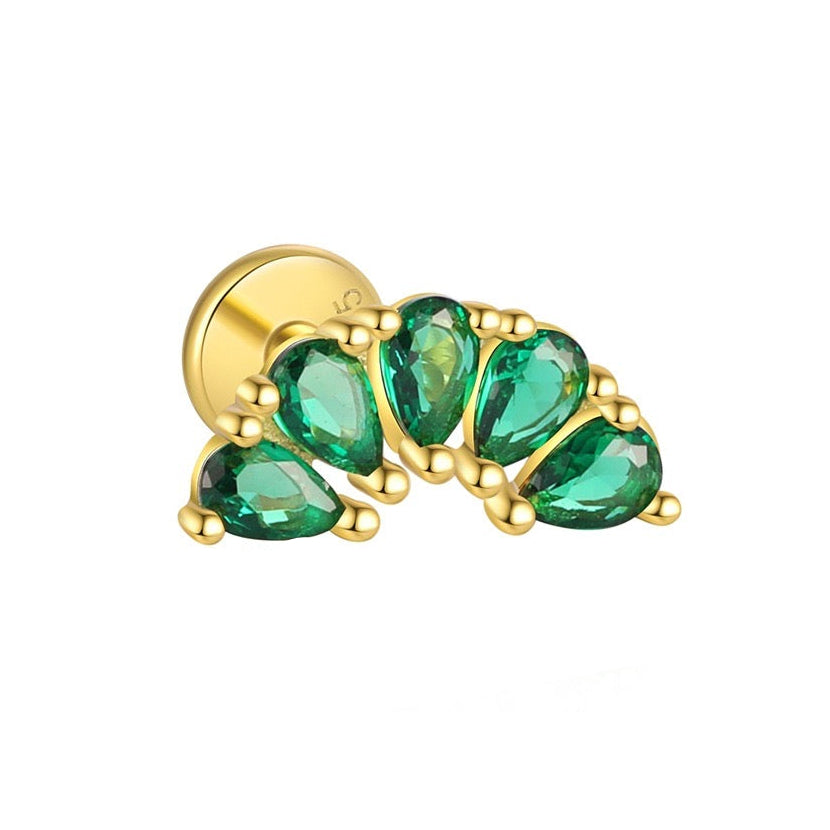 Piercing Náušnica Zirconia Smaragd Vej S925 Gold