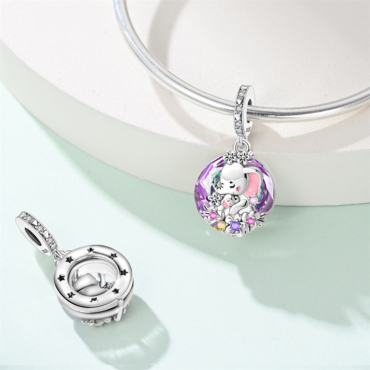 Mother and baby elephant pendant