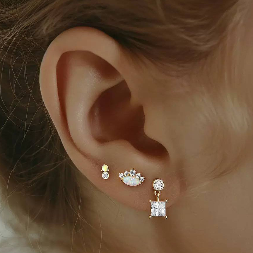 Piercing Náušnica Zirconia Opal Korunka Ag 925