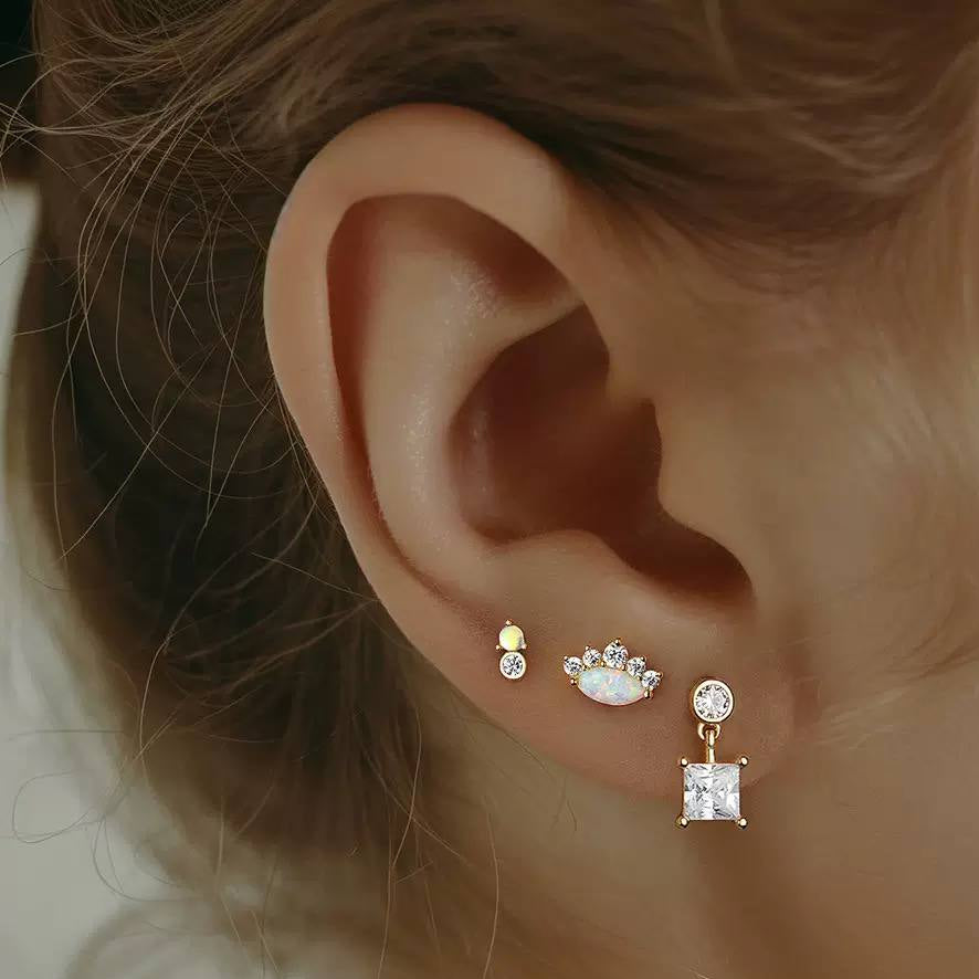 Piercing Náušnica Zirconia Opal Ag 925
