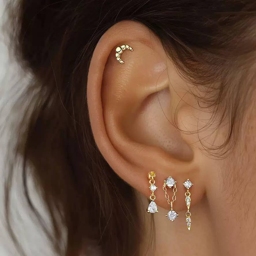 Piercing Náušnica Zirconia Duo Retiazka Ag 925