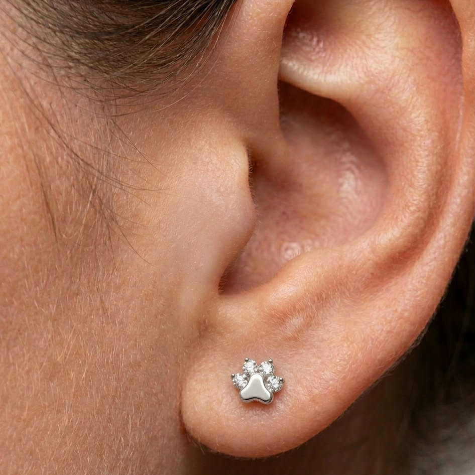 Labret din argint „Crystal Paw”