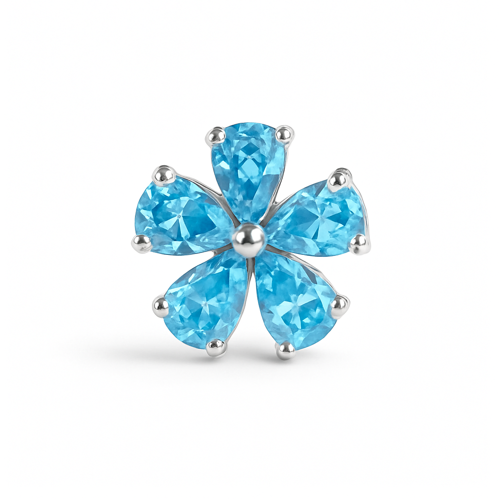 Labret de argint „Azure Bloom”