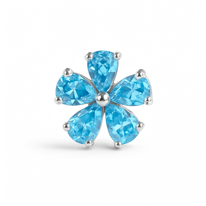 Labret de argint „Azure Bloom”