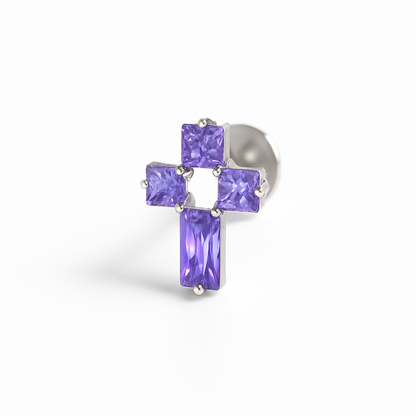 Labret argintiu "Cruce violetă"