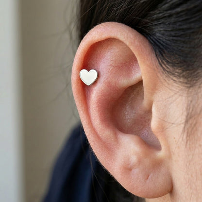 Labret de argint cu inimioare „Pure Love”