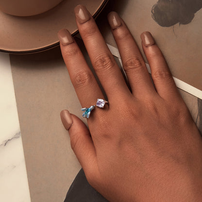 Žiedas Mėlynas spindintis žavesys