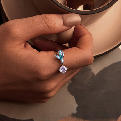 Žiedas Mėlynas spindintis žavesys