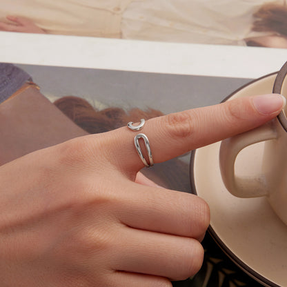 Minimalistický Otvorený Prsteň z Rýdzeho Striebra