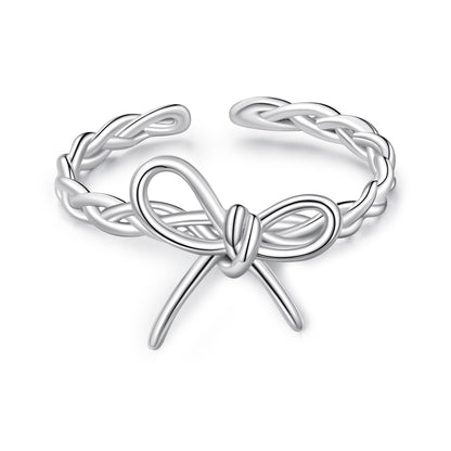 Silver adjustable ring Bow