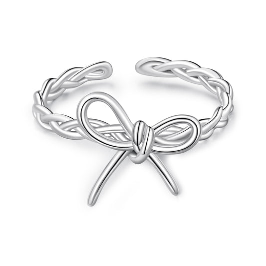 Silver adjustable ring Bow