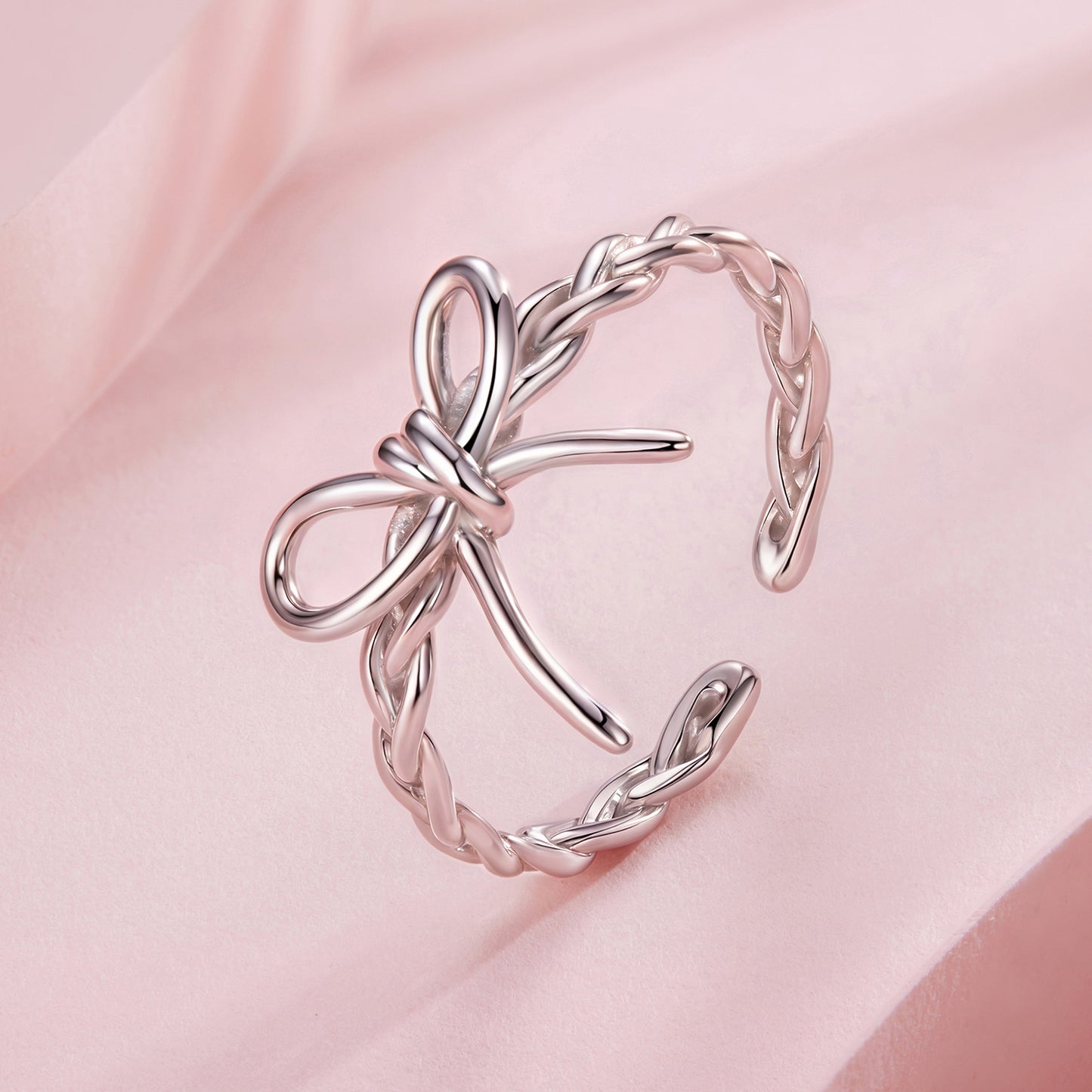 Silver adjustable ring Bow