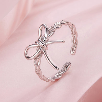 Silver adjustable ring Bow