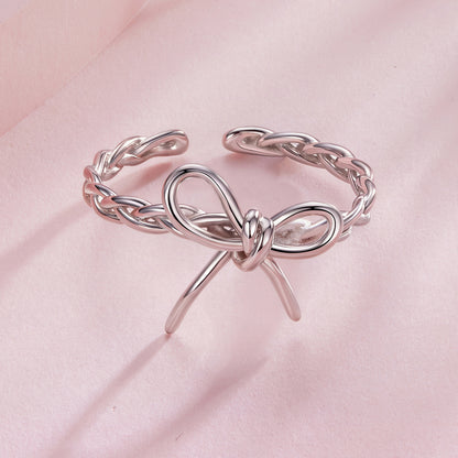 Silver adjustable ring Bow