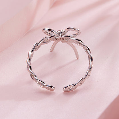 Silver adjustable ring Bow