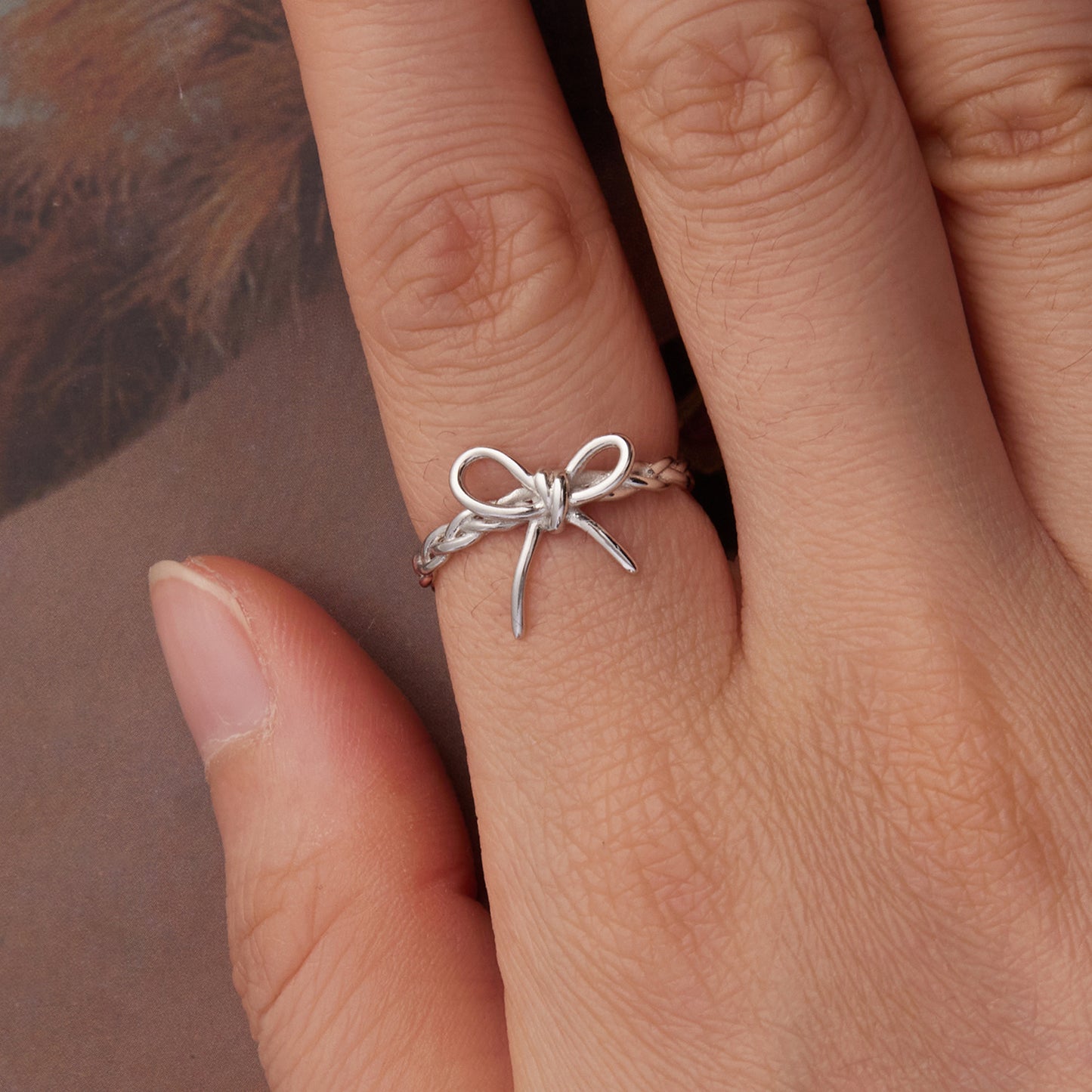 Silver adjustable ring Bow