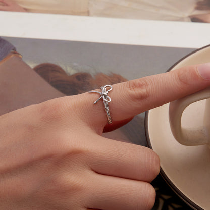 Silver adjustable ring Bow