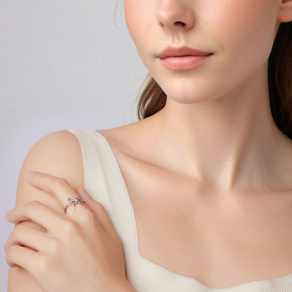 Silver adjustable ring Bow
