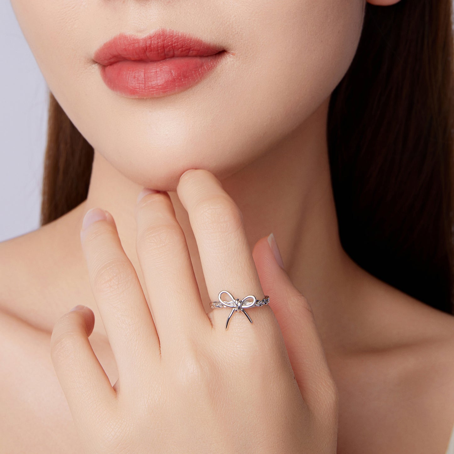 Silver adjustable ring Bow