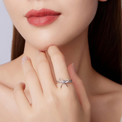 Silver adjustable ring Bow