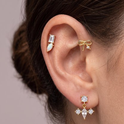 Piercing Zlatý kríž so zirkónmi Ag 925