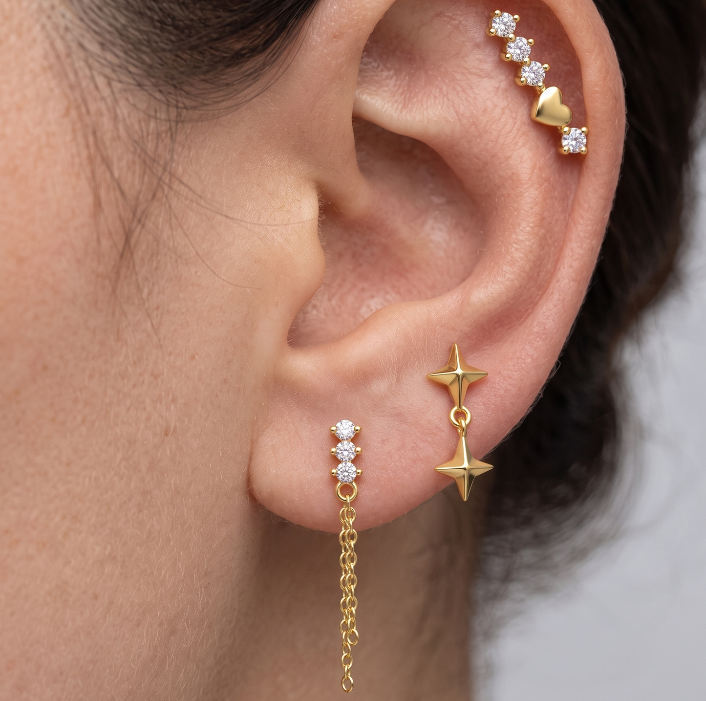 Piercing Náušnica Zirconia Srdce Oblúk Ag 925