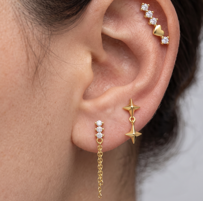 Piercing Náušnica Zirconia Srdce Oblúk Ag 925