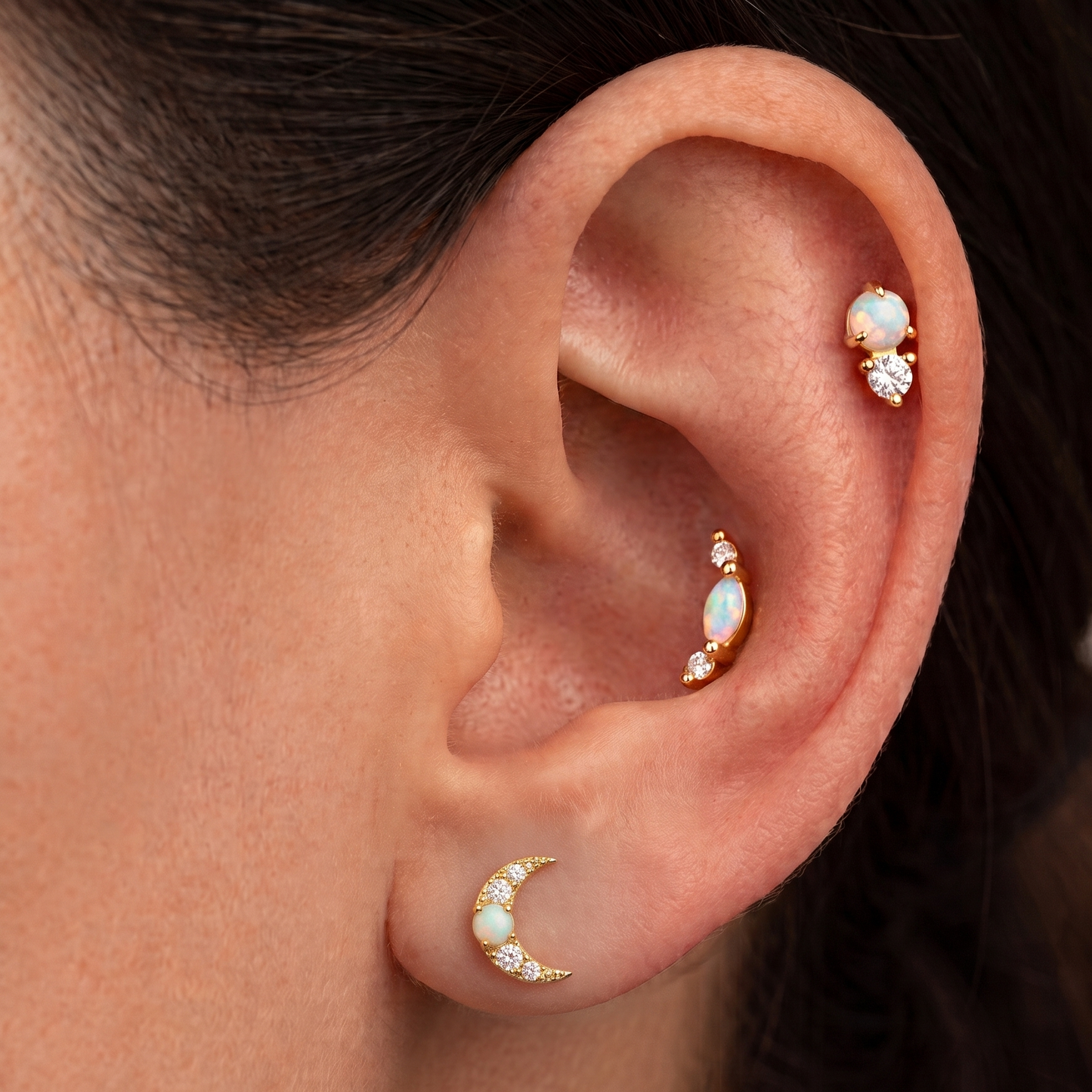 Piercing Náušnica Opal Mesiac Ag 925