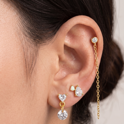 Piercing Náušnica Zirconia Bezel Retiazka Ag 925