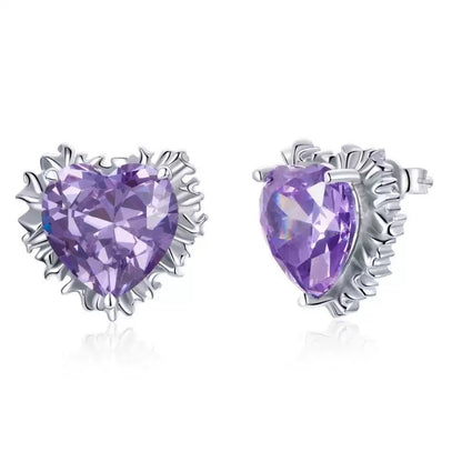 Lila szív alakú fülbevaló