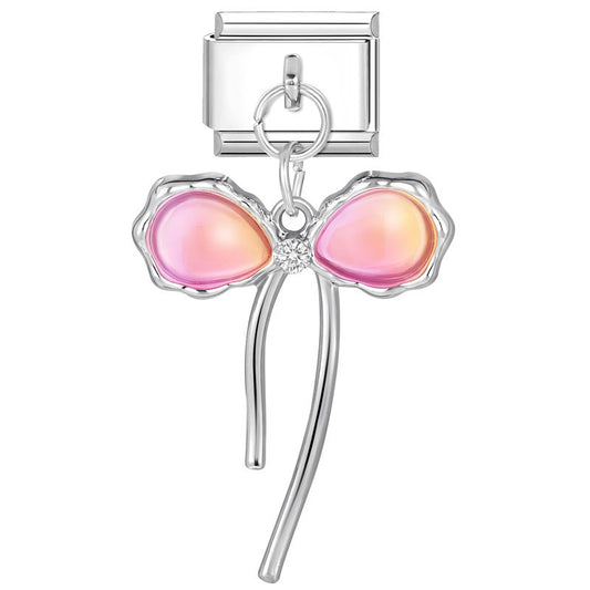 Silver Pink Bow Pendant