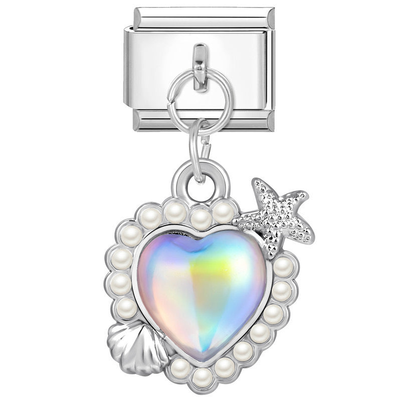 Heart pendant with sea motifs