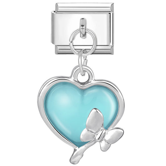 Pendant Turquoise heart with butterfly