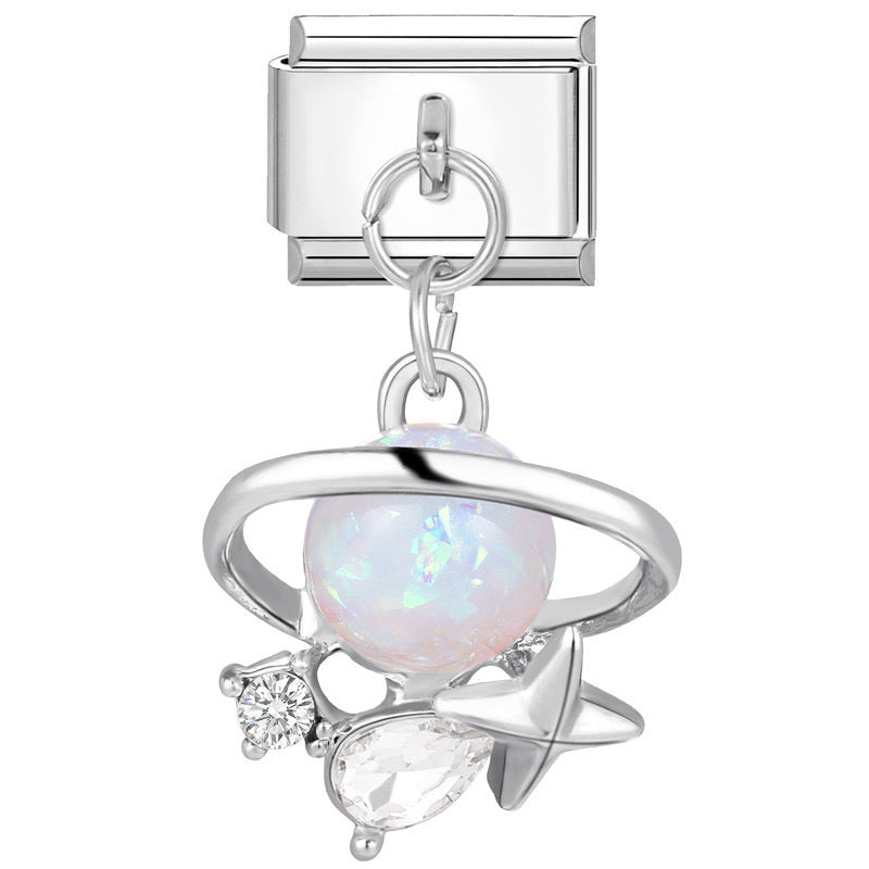 White Opal Planet with Star Pendant