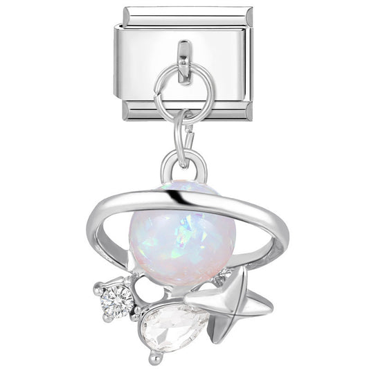 White Opal Planet with Star Pendant