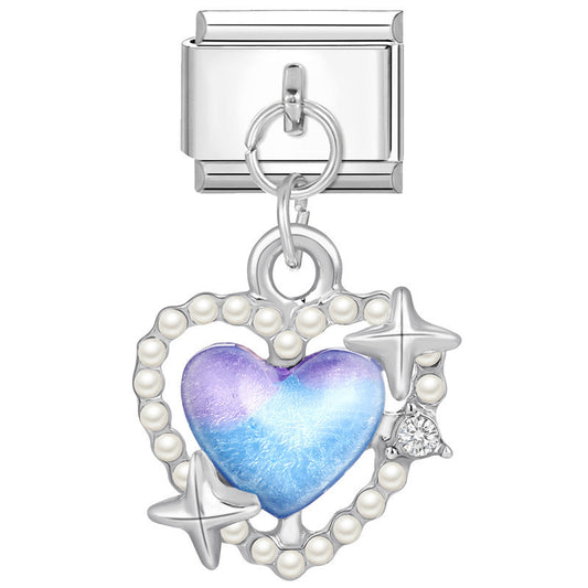 Pendant Blue-purple heart with stars