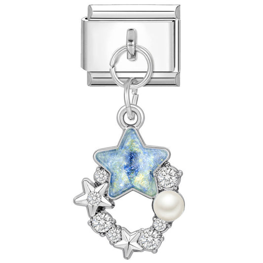 Blue star pendant with pearl