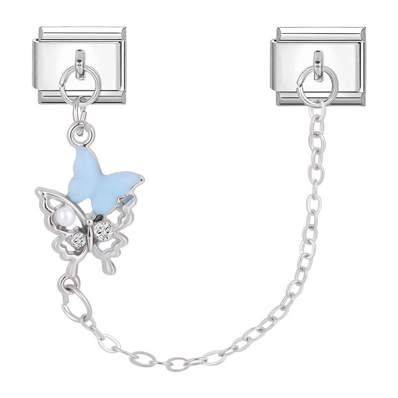 Blue butterfly pendant with chain