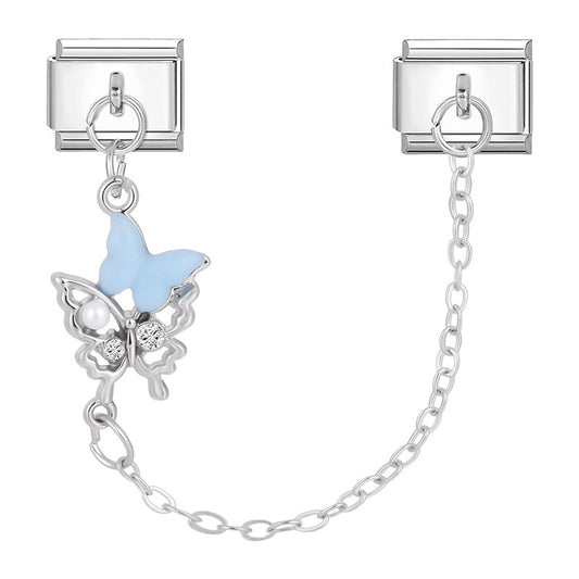 Blue butterfly pendant with chain