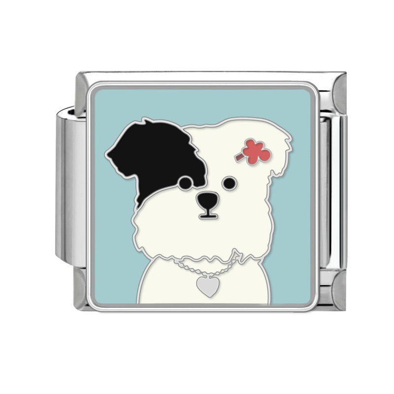 Pendant White dog with heart