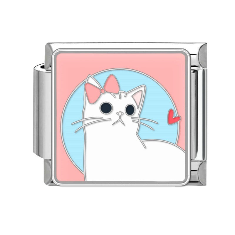 Pendant White cat with bow