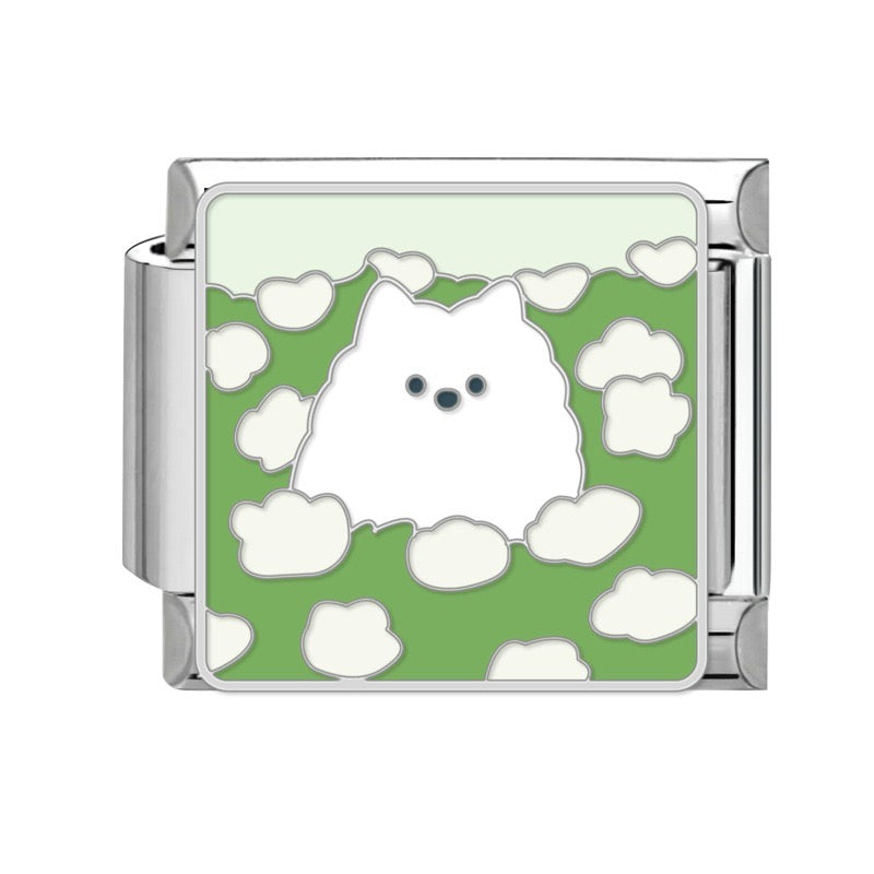 Pendant White Dog in Clouds