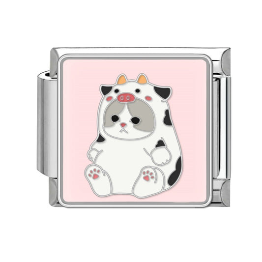 Dog in a cow costume pendant