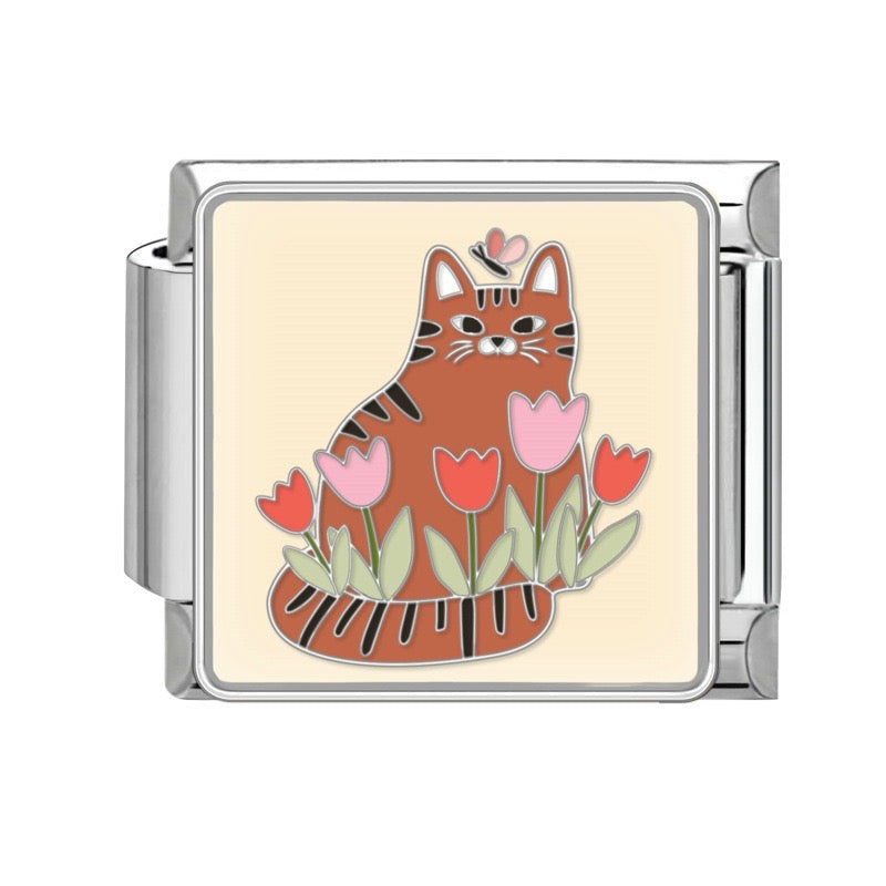 Pendant Cat in Tulips