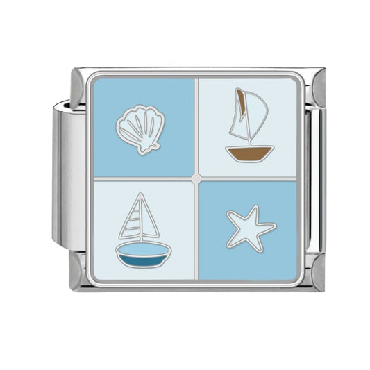 Shell, boat and starfish pendant