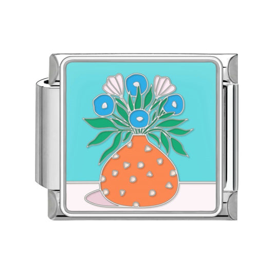Flowers in an orange vase pendant